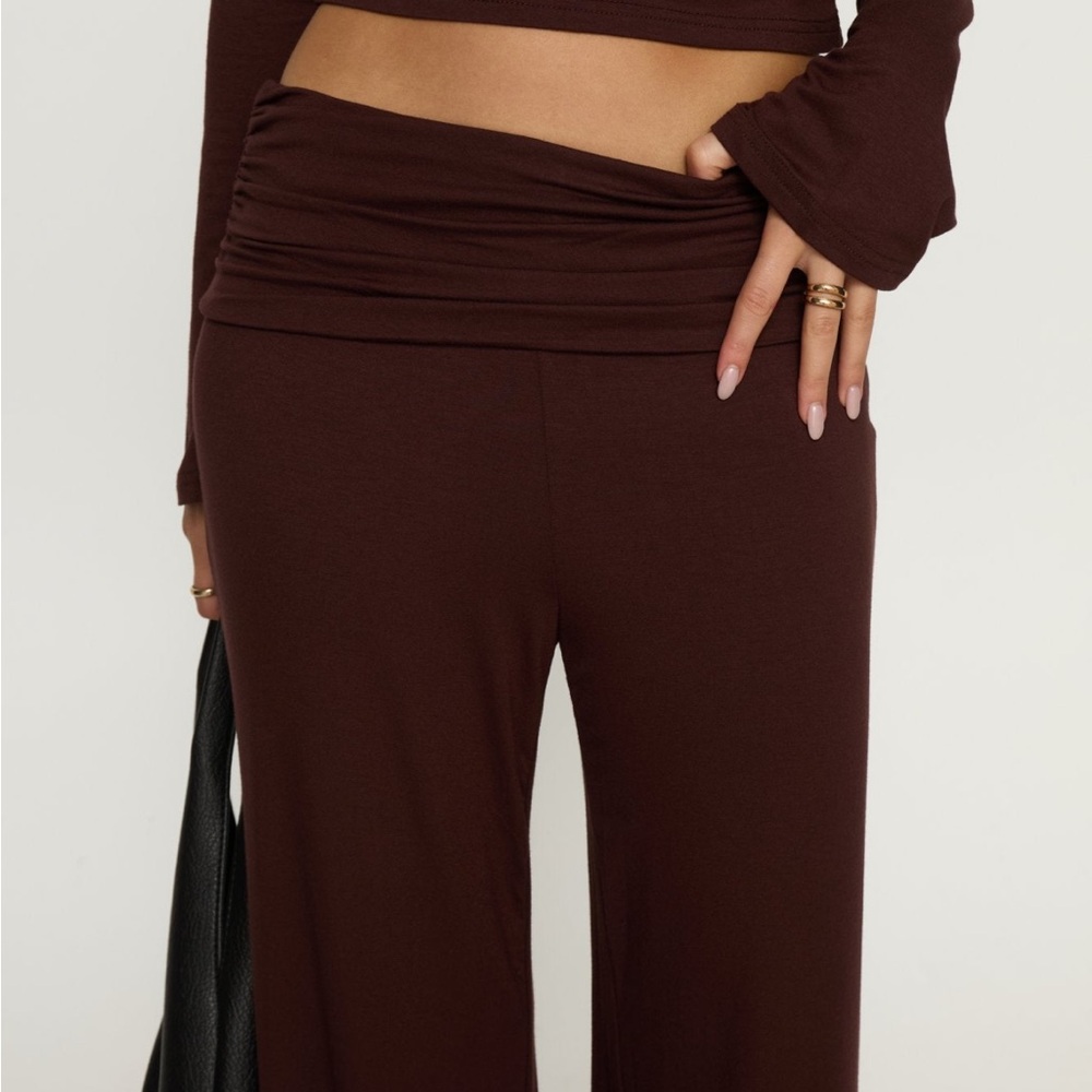 Fawne Ruched Folded Pants Brown - Picture 2 of 5